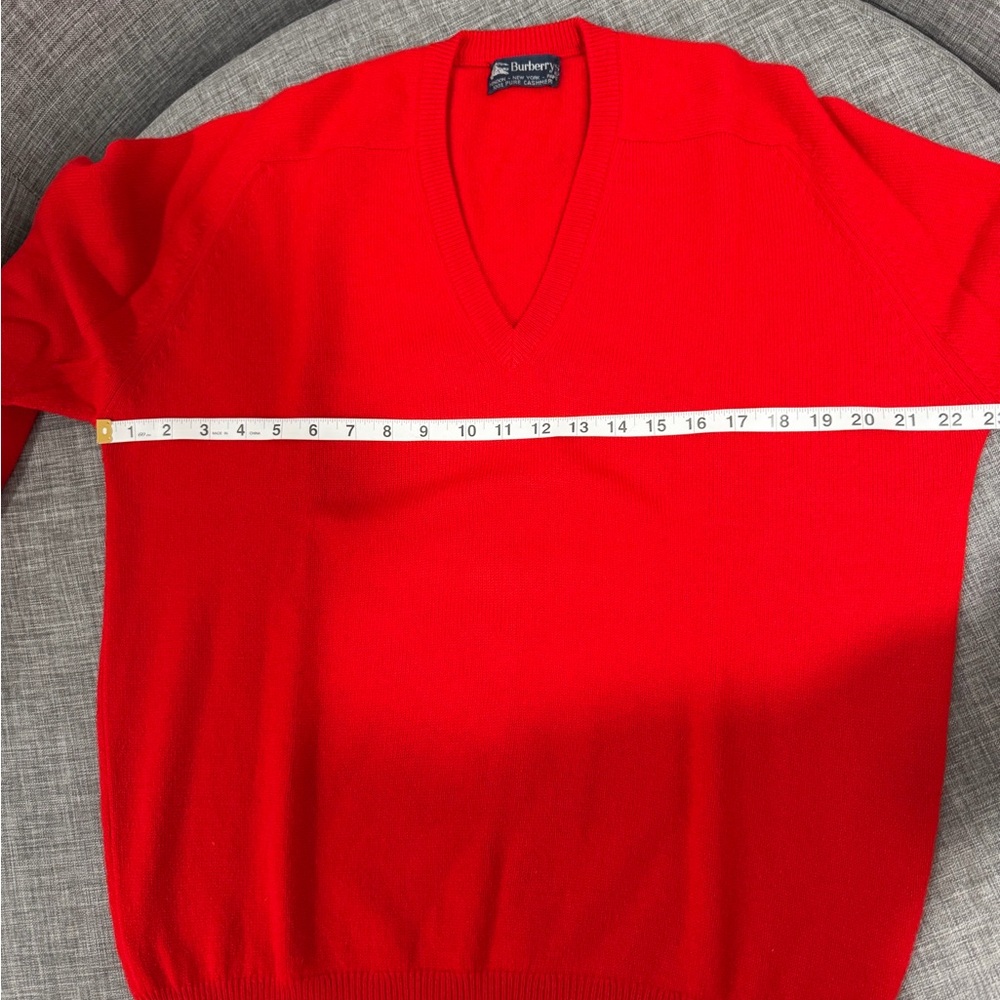 Burberry Men’s Bright Red V-Neck Sweater - Picture 5 of 11